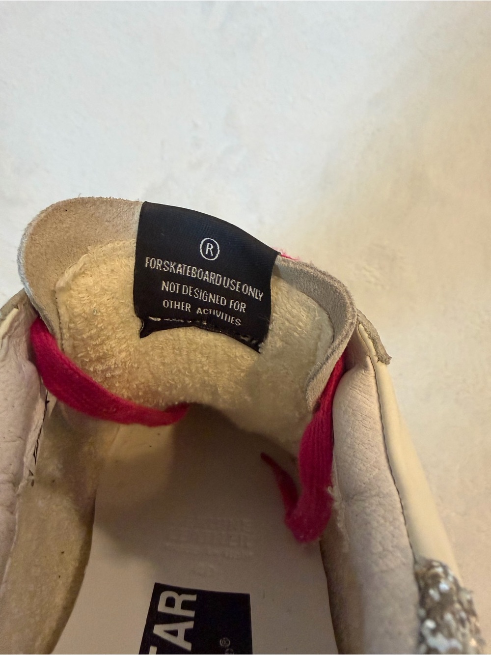 Golden Goose White Leather Sneakers with Blue Star and Pink Laces - Picture 7 of 16